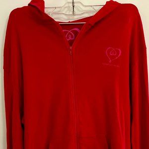 X-Small - Red Victoria Secret Light Zipper Hoodie with Pink Heart